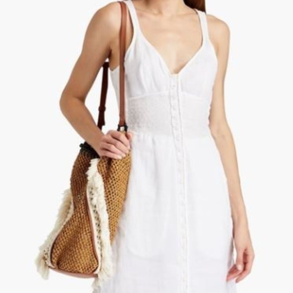 rag & bone Cream Lace-Trim Button-Front Midi Dress - Picture 2 of 8